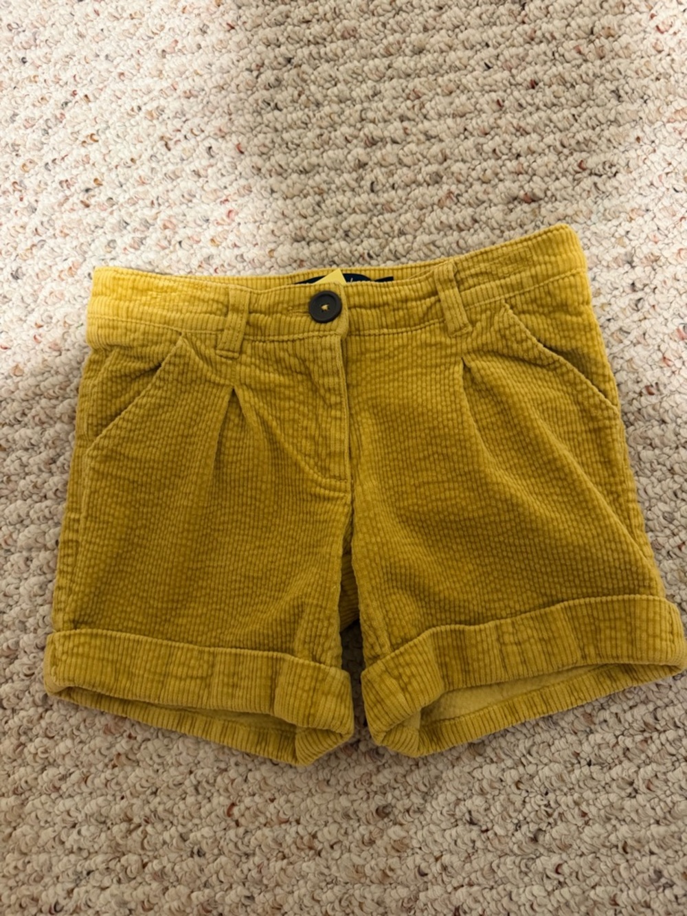 Mini Boden Mustard Corduroy Rolled-Cuff Shorts